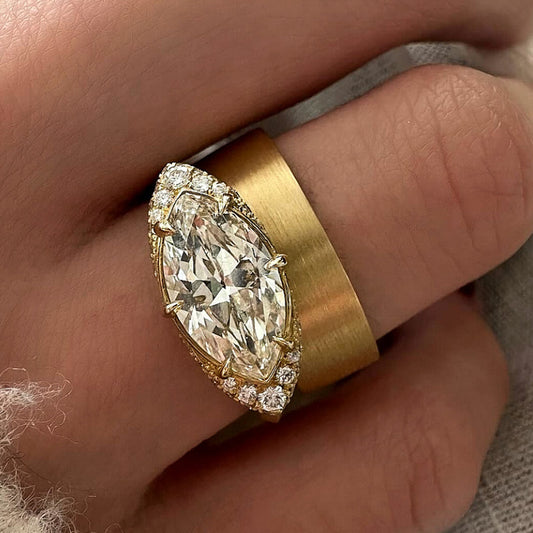 Vintage-inspired Cool with Modern Feel 4ct Marquise Cut White Sapphire Women's Engagement Ring in Gold-JEWELBUYS