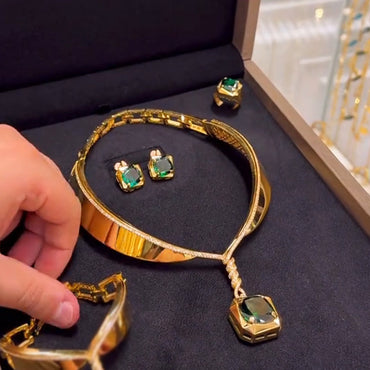 4.0ct round cut emerald sapphire ladies collar-JEWELBUYS