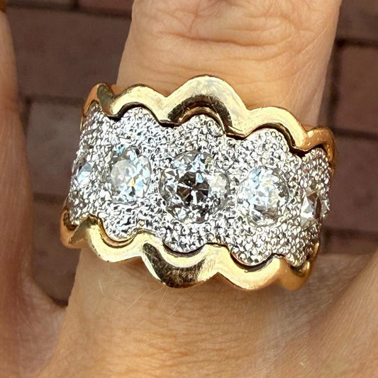 4.0Ctw Exquisite Vintage Wave Lace Sapphire Ring- JEWELBUYS