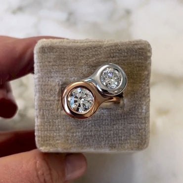 Elegant 2.5ct Round Cut White Sapphire Women's Diamond Ring Mixed in Rose Gold and Silver-JEWELBUYS