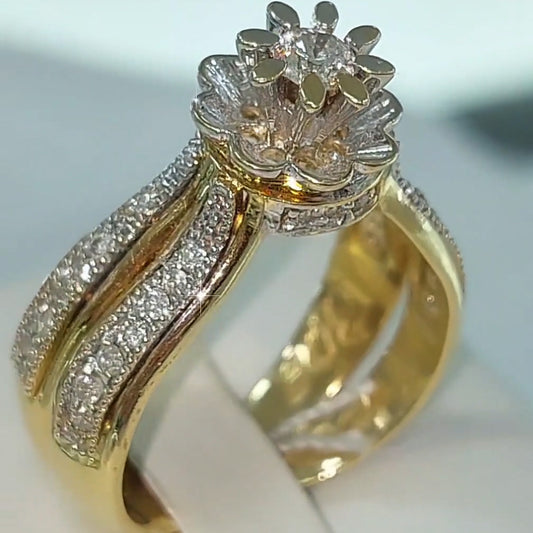 2.67ctw Round Cut White Sapphire Luxury Double Arm Engagement Ring-JEWELBUYS