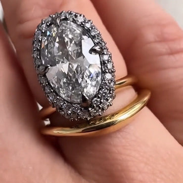 9.01ctw Antique Oval Cut Sapphire Stacking Ring-JEWELBUYS