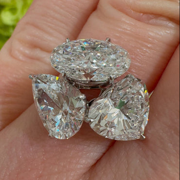 Brilliant 9ct Pear Heart & Oval Cut White Sapphire Women's Engagement Ring in Silver-JEWELBUYS