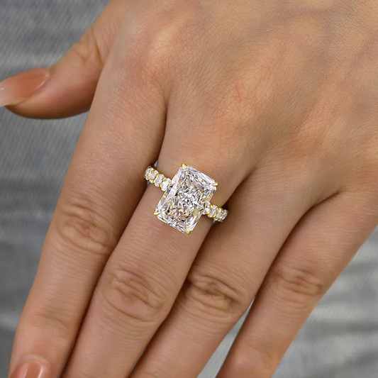 Luxury 7ct Radiant Cut White Sapphire Engagement Ring-JEWELBUYS