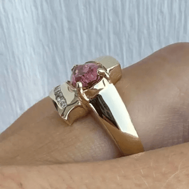 3ct Pear Cut Pink Tourmaline Channel Set Ring in Gold-JEWELBUYS