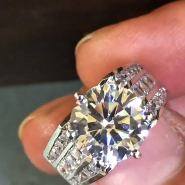 5.0Ctw Classic Round Brilliant Cut White Sapphire Engagement Ring-JEWELBUYS