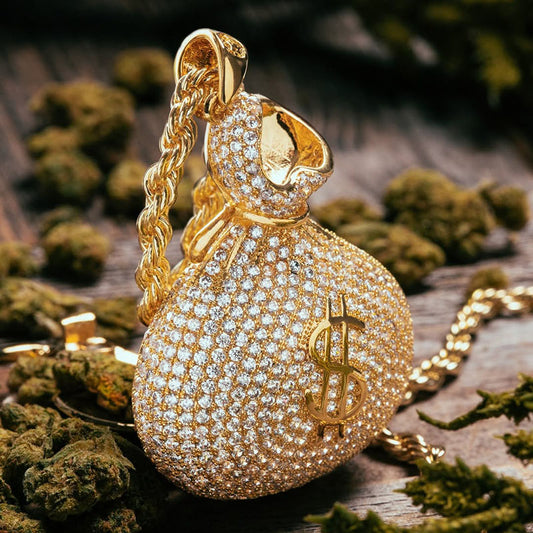 Money bag sapphire pendant necklace-JEWELBUYS