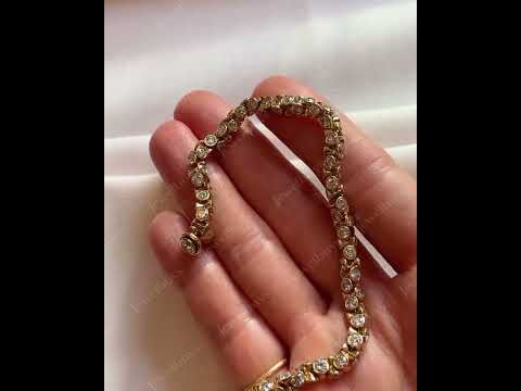 6.0ctw Round Cut Bezel Set White Sapphire 360° Tennis Bracelet - JEWELBUYS