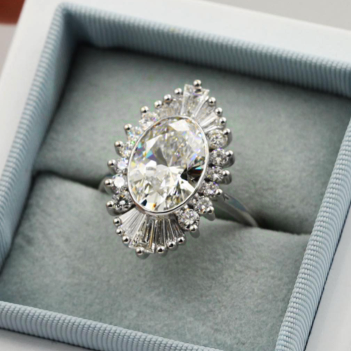 10 ctw Oval Cut White Sapphire Engagement Ring -JEWELBUYS