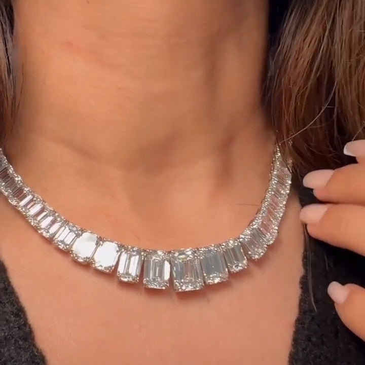 115Ctw Flawless Emerald-Cut Sapphire Necklace-JEWELBUYS