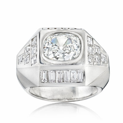 4.6 ctw Cushion-Cut Geometric-Faceted Sapphire Ring-JEWELBUYS