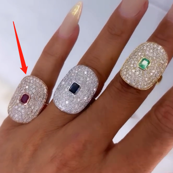 Stylish 3 ctw Octagonal Cut Ruby & Sapphire & Emerald Ring -JEWELBUYS