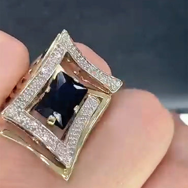 4.13ctw Baguette Blue Sapphire Unique Design Ring- JEWELBUYS