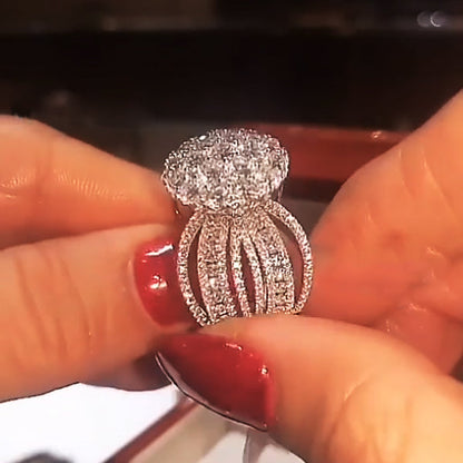 6ct Round Cut Triple Deluxe Ring -JEWELBUYS