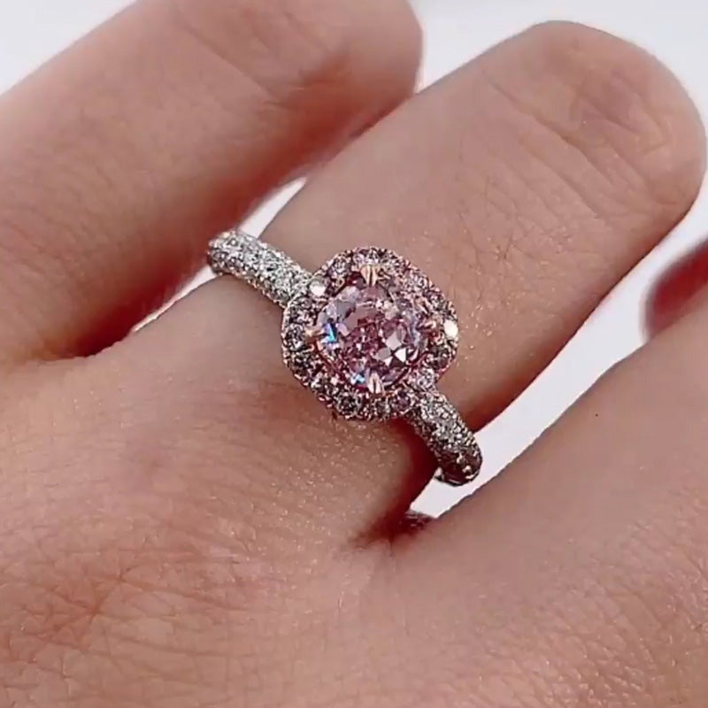 2.8ct Cushion Cut Pink Diamond Engagement Ring - JEWELBUYS