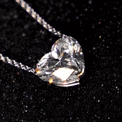 10ct Heart Cut White Sapphire Pendant Necklace-JEWELBUYS