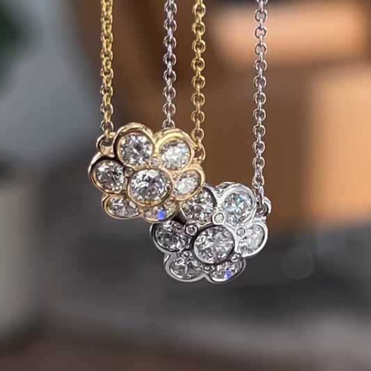 2.0ctw Round Cut Floral Diamond Pendant - JEWELBUYS