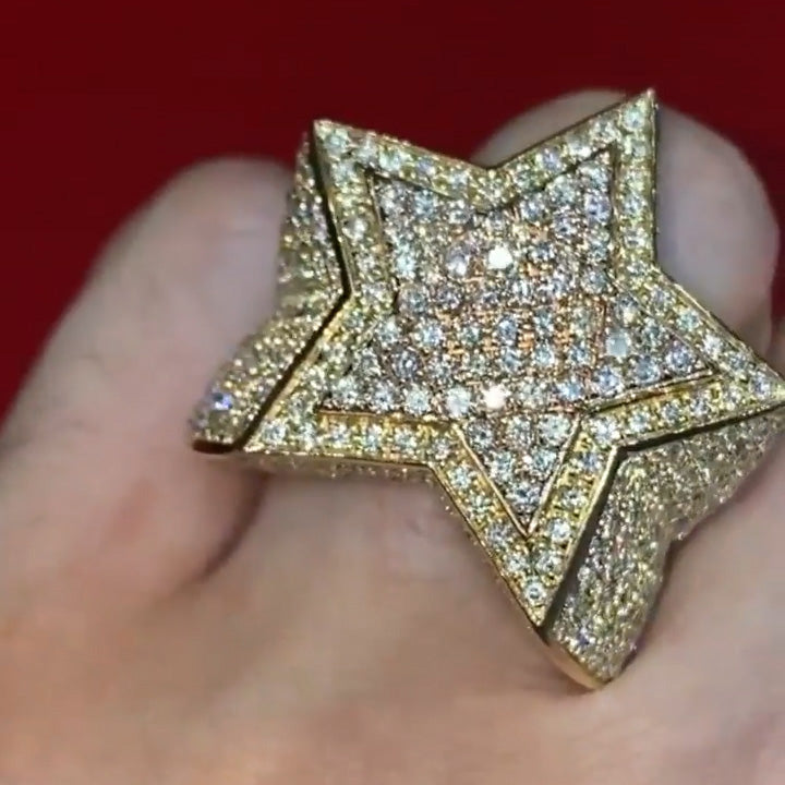 3ctw gold punk five point star diamond ring - JEWELBUYS