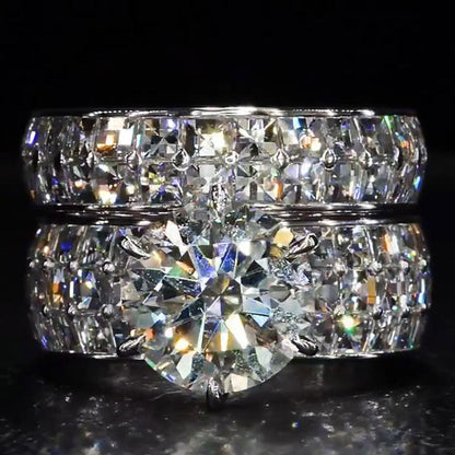 Charming 4.0ct Group Set Two Piece Set of White Sapphire Rings - JEWELBUYS