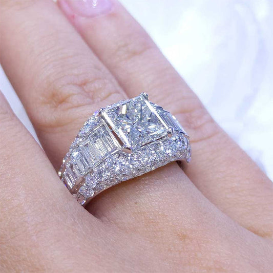 5.32ctw Princess Cut Diamond Engagement Ring - JEWELBUYS