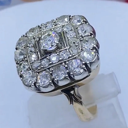 3.01ctw Old Mine Cut White Sapphire Square Halo Ring-JEWELBUYS