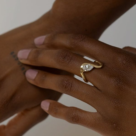 Minimalist 2ct Pear Cut White Sapphire Embrace Engagement Ring-JEWELBUYS