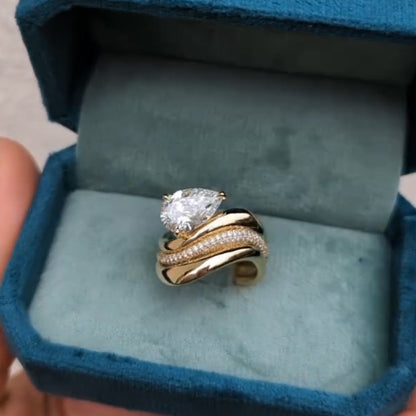 2.15Ctw pear-shaped sapphire perfectly stacked engagement ring-JEWELBUYS