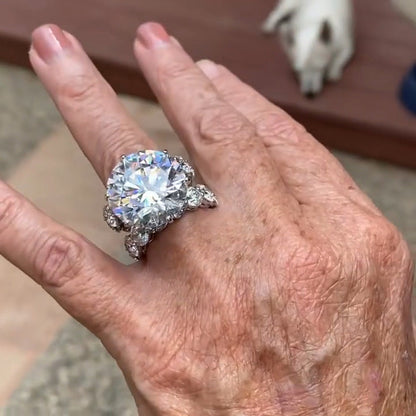 Beautiful 8.0ct Round Cut Double Ring Engagement Ring -JEWELBUYS