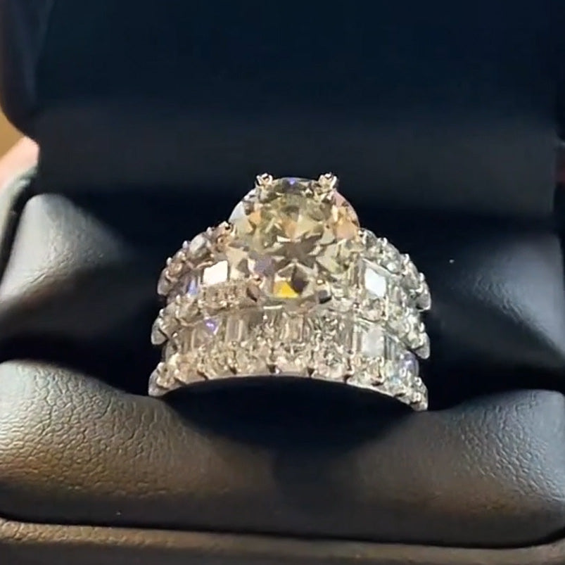 3.45ct Brilliant Round Cut White Sapphire Engagement Ring-JEWELBUYS
