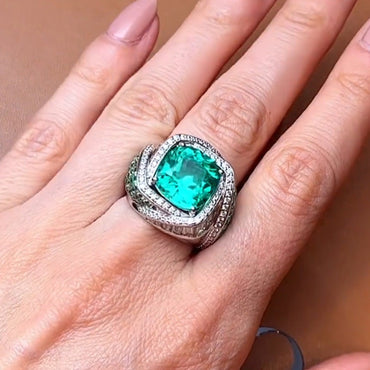 8.53ct Emerald Woven Diamond Ring - JEWELBUYS
