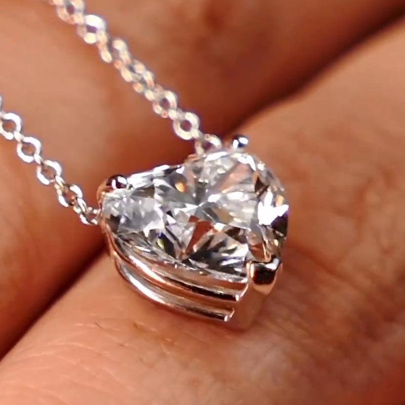 10ct Heart Cut White Sapphire Pendant Necklace-JEWELBUYS