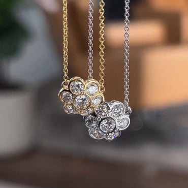 2.0ctw Round Cut Floral Diamond Pendant - JEWELBUYS