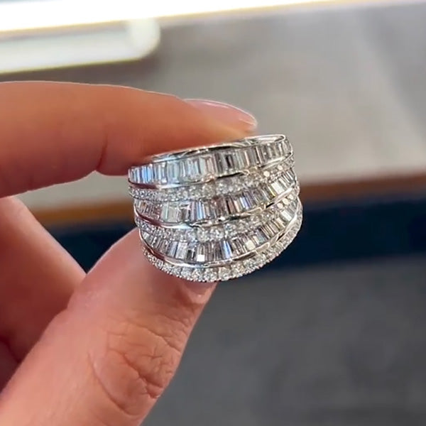 5ctw Multi-Row Fluted Gorgeous Diamond Ring - JEWELBUYS