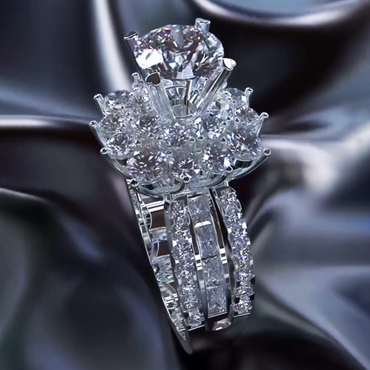Deluxe 4.0ctw White Sapphire Round Cut Engagement Ring -JEWELBUYS