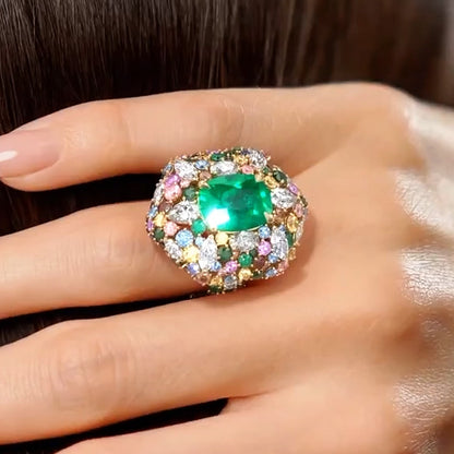 4.3ctw Vivid Colored Sapphire Engagement Ring-JEWELBUYS