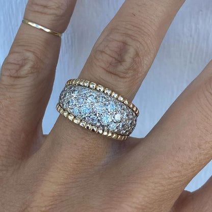 Vintage 2ct Round Cut White Sapphire Wide Band Two Tone Jewelry Wedding Ring in Gold-JEWELBUYS