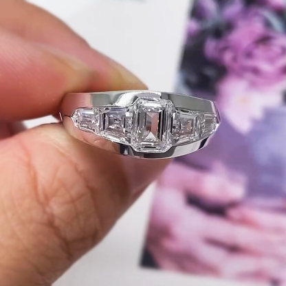 Stylish 5 ctw Octagonal Cut White Gemstone Ring -JEWELBUYS