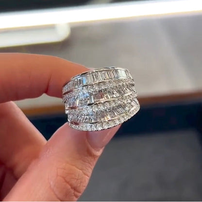 5ctw Multi-Row Fluted Gorgeous Diamond Ring - JEWELBUYS