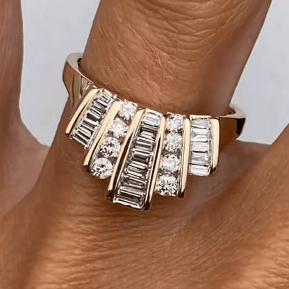1.6ctw Baguette Cut White Sapphire V-Shape Ring-JEWELBUYS