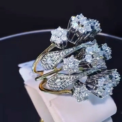 1.1Ctw Layered Flower Sapphire Ring-JEWELBUYS