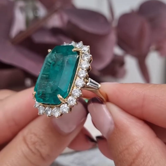 21Ctw Colombian Emerald and Sapphire Ring-JEWELBUYS