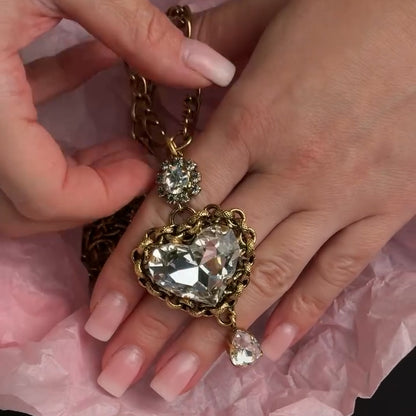Vintage Heart-Shaped Sapphire Pendant Necklace-JEWELBUYS