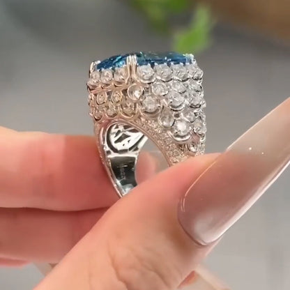 8.0Ctw Luxurious and elegant aquamarine engagement ring-JEWELBUYS