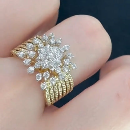 1.2Ctw White Sapphire Cluster Flower Ring-JEWELBUYS