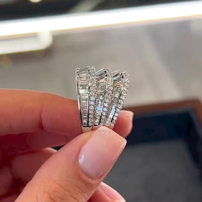 5ctw Multi-Row Fluted Gorgeous Diamond Ring - JEWELBUYS