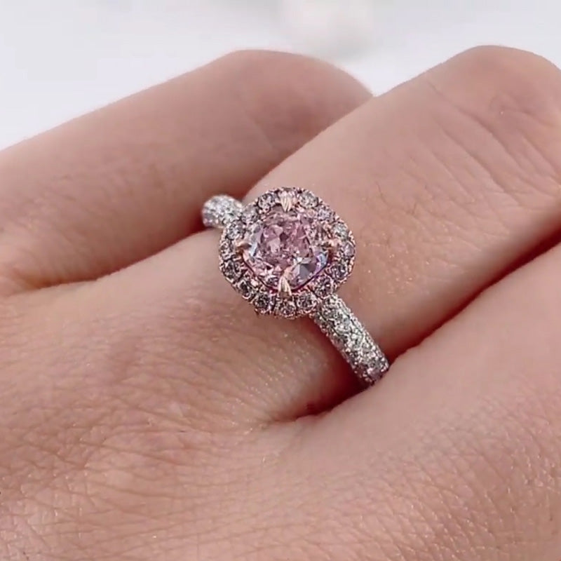 2.8ct Cushion Cut Pink Diamond Engagement Ring - JEWELBUYS