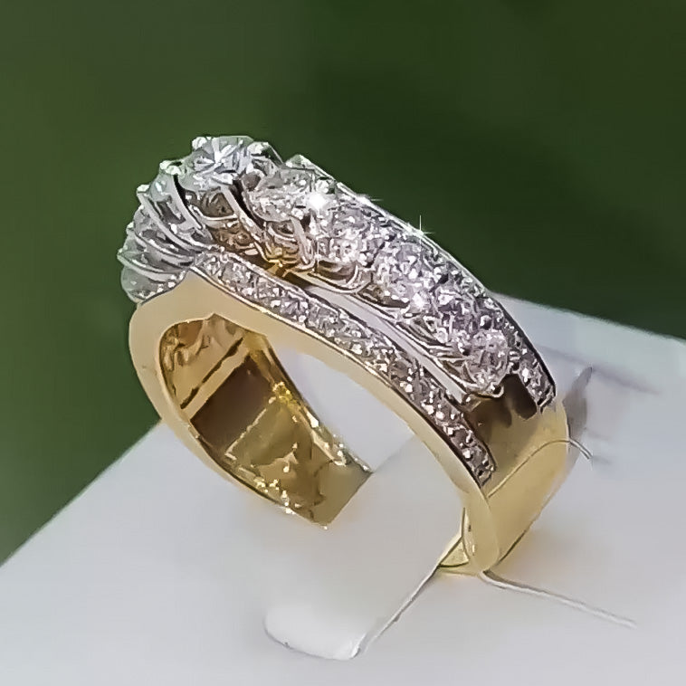 2.99Ctw Round-cut White Sapphire Crown Engagement Ring- JEWELBUYS