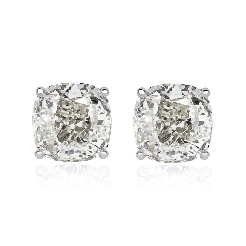 Classic 7.5ctw Cushion Cut White Sapphire Halo Stud Earrings-JEWELBUYS