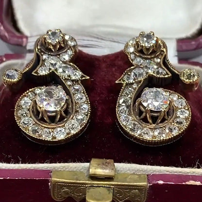 3.5ctw Perfect Antique Ottoman Style Rose Cut Decorative Earrings - JEWELBUYS