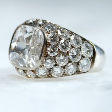 3.82Ctw Old Mine Style Cushion-Cut Sapphire Cocktail Ring-JEWELBUYS